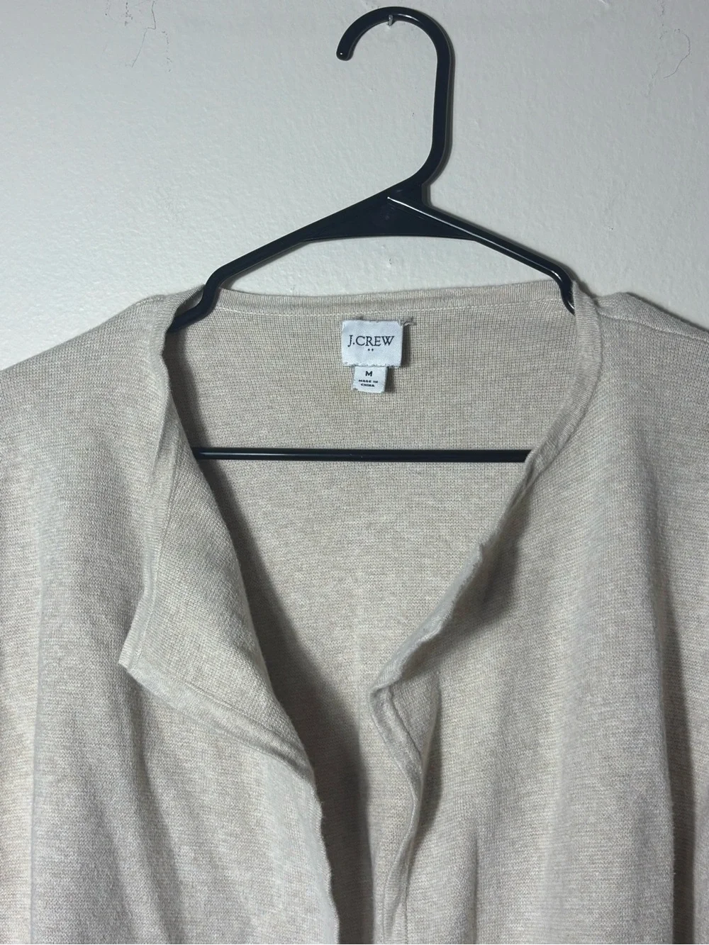 J.Crew Open Front Cardigan Sweater Jacket Blazer Knit Beige M